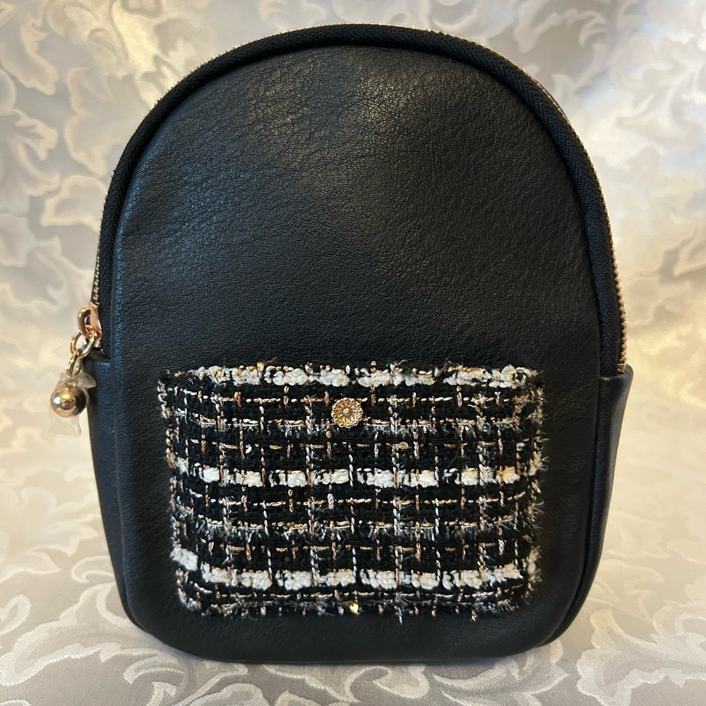 NWT Black Tweed LC Lauren Conrad Holly Backpack Purse, 8.5x6.6x2.5